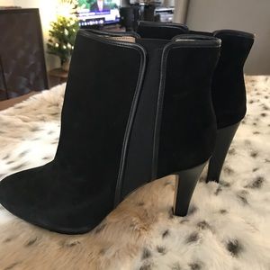 NWOT - high heel black suede dressy ankle boots